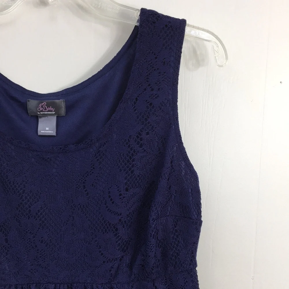 Oh Baby by Motherhood Maternity Navy Lace Overlay Sleeveless Midi Dress Size M